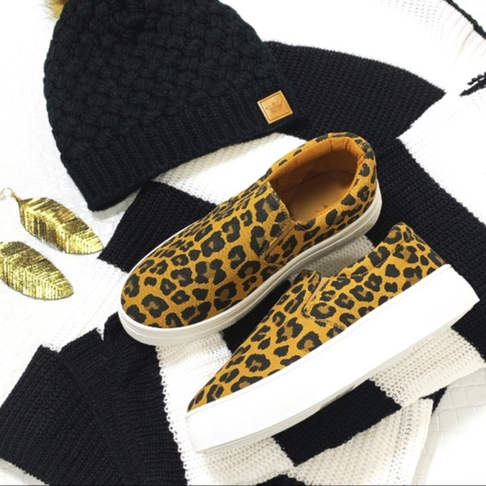 LAST PAIR! Leopard Print Slip on Sneakers - Picture 3 of 8